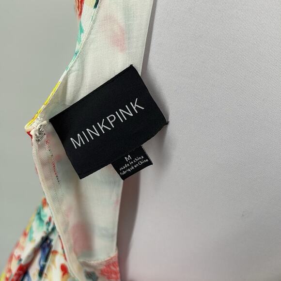 MinkPink Womens White Floral Fit Flare Summer Garden Party Dress Size M - Picture 7 of 13